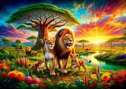 Puzzle mit Löwenfamilienmotiv 200 Teile