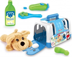 Woopie tragbares Set für kleine Tierärztinnen und Tierärzte mit Hündchen und Transportbox, 6 Teile