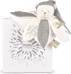 Geschenkset Plüsch Kuscheltuch Bärchen mit Mütze grau