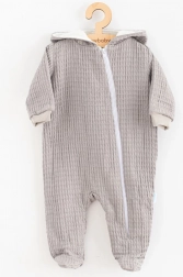 Baby-Musselin-Overall mit Kapuze New Baby Comfort Clothes grau 80 (9–12 Monate)