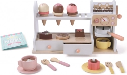 Holz‑Konditorei und Café 2‑in‑1 – 46‑teiliges Set für das Kinderspiel als Verkäufer und Barista