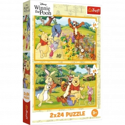 Puzzle 2x24 Disney Winnie Puuh - Ein Tag im Garten