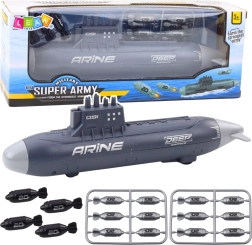 Unterseeboot mit Torpedos und Friktionsantrieb dunkelgrau 28 cm