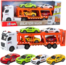 Abschleppwagen-Set mit 4 Autos, Licht und Sound