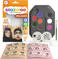 Snazaroo Set mit 8 Farben für Gesicht und Körper mit Halloween-Schablonen