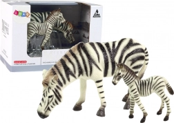 Set aus 2 Zebrafiguren mit Zebra-Jungtieren Tiere