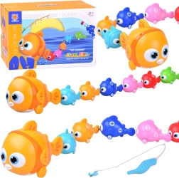 Interaktive Fischfamilie mit magnetischer Angel und beweglichem, leuchtendem Großfisch