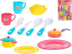 Kinder-Küchenset 14-tlg. – Topf, Pfännchen, Geschirr und Besteck