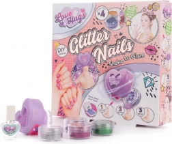 Set mit glitzernden Nägeln Love and Hugs