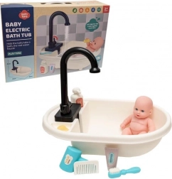 Badewanne für Puppe mit funktionierender Dusche und Zubehör