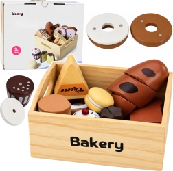Holz-Mini-Bäckerei – magnetisches Backwaren-Set in einer Holzkiste (10 Teile)