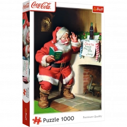 Puzzle 1000 Teile Coca‑Cola Weihnachten – Santa am Kamin