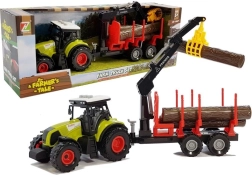 Traktor mit Forstanhänger und Holz