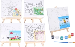 Kinder-Malset Leinwand 15 × 15 cm mit Ständer, Farben und Pinsel