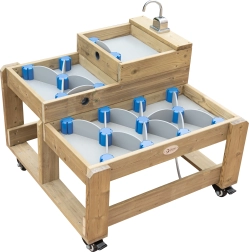 Holztisch XL mit Wasserfluss und Staudämmen