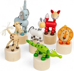 Bigjigs Toys Holztier Safari zum Drücken