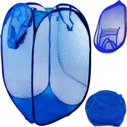 Faltbarer Netz-Wäschekorb mit Tasche, 40 l, blau
