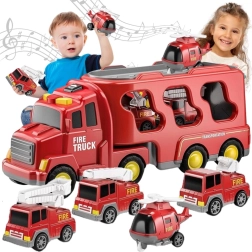 Woopie Feuerwehrtransporter mit Fahrzeugen 5-in-1