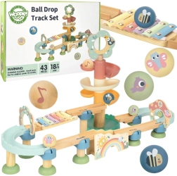 Woopie Green Holz-Kugelbahn mit Klangeffekten und Xylophon FSC