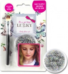 Lukky glitzerndes Körpergel mit Pinsel silber
