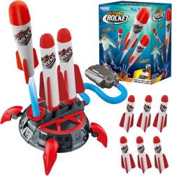 WOOPIE Schaumstoff-Raketenabschuss mit Pumpe, 6 Raketen