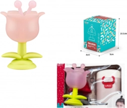 Sensorischer Beißring in Blumenform, rosa, mit Etui