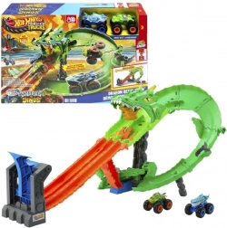 Hot Wheels Monster Trucks Drachenrennen – Doppel-Launcher-Trackset mit 2 Autos