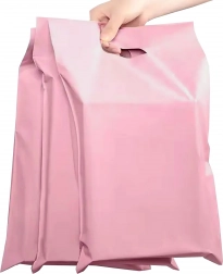 Rosa Kunststoff-Versandtaschen mit Tragegriff 540 × 700 + 70 mm, 50 Stk.