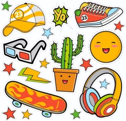 Bügelaufkleber YO – kleiner Bogen mit Sommermotiven