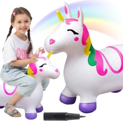 Woopie aufblasbares Hüpf-Einhorn mit Pumpe