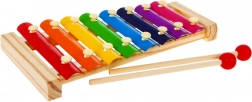 Holz-Xylophon für Kinder 3+ Erstes Musikinstrument Regenbogenbeschichtung + Stäbchen