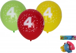 Luftballons 30 cm mit Zahl 4 – Set 5 Stk.