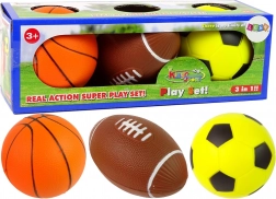 Set aus weichen Sportbällen 3-in-1 – Fußball, Basketball und Baseball