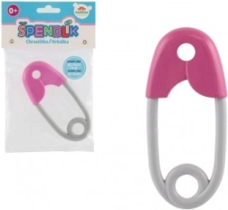 Stift-Rassel aus Kunststoff für Babys 12cm rosa-grau