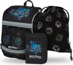 BAAGL Schulset 3-in-1 Harry Potter Hogwarts Lumos – Schulranzen, Federmäppchen und Beutel