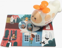 Holzpuzzle mit Spielzeug-Helikopter, 24 Teile, TOP BRIGHT