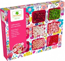 Holzperlen in Box mit Fächern zur Schmuckherstellung