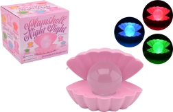 Leuchte Muschel mit Perle, die ihre Farbe ändert