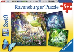 RAVENSBURGER Puzzle Wunderschöne Einhörner 3x49 Teile