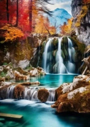 Diamantmalerei Wasserfall in den Bergen 30 × 40 cm