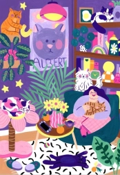 Puzzle Katzenliebhaberin 1000 Teile