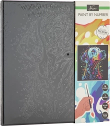 Malen nach Zahlen auf schwarzer Leinwand – Hund