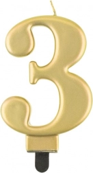 Goldene Tortenkerze Zahl 3
