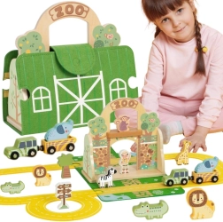 Tooky Toy Mini-Zoo – tragbares Holzset im Koffer