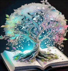 Diamantmalerei Magischer Baum im Buch 30 × 40 cm