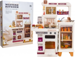 Große Kinder-Megaküche mit Lichtern, Geräuschen und Dampf – beige, 93 Zubehörteile