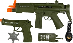 Militär-Set mit Maschinenpistole mit Licht- und Soundeffekten