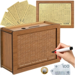 Holz-Motivationssparbüchse RUHHY mit Zielkarten