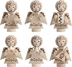 Detoa Weihnachtsbaumschmuck Engelchen aus Holz, Set 6 Stück