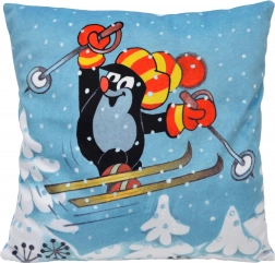 Kissen "Maulwurf mit Skifahrer-Motiv" 30x30 cm